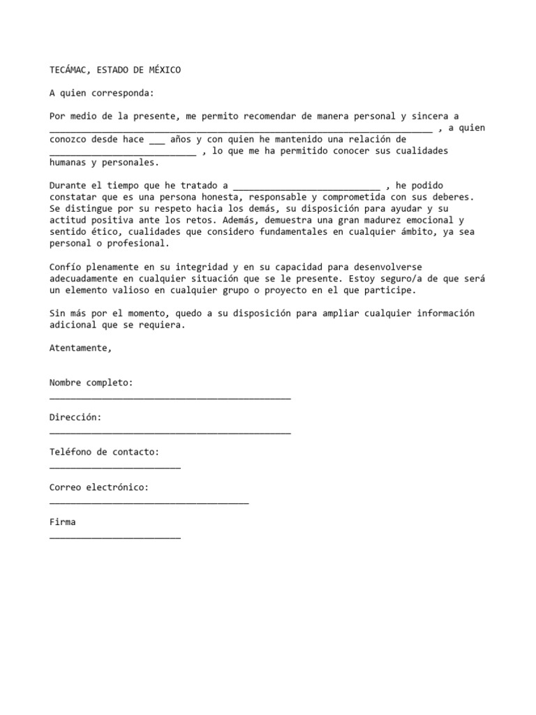 Recomendación Personal y Profesional | PDF