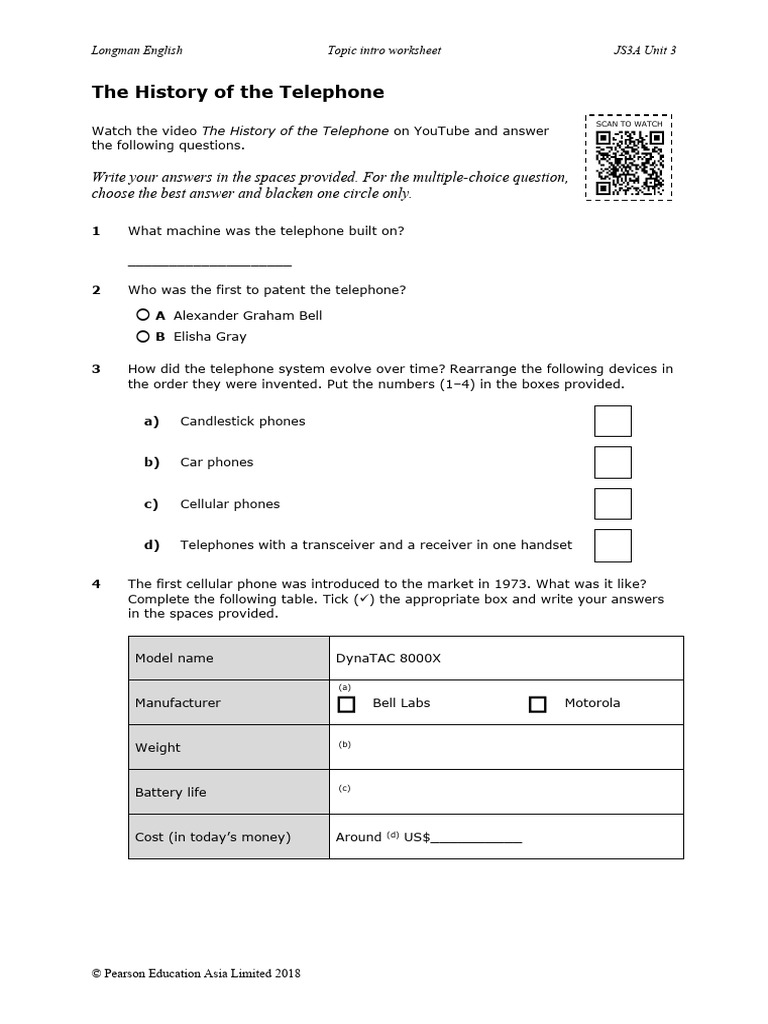 History of the Telephone Worksheet | PDF | Telephone | Mobile Phones