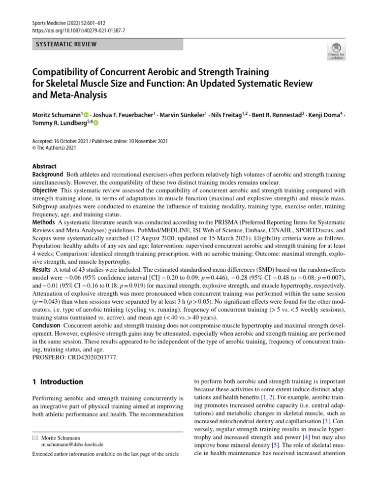 Compatibility of Concurrent Aerobic and Strength Training For Skeletal ...