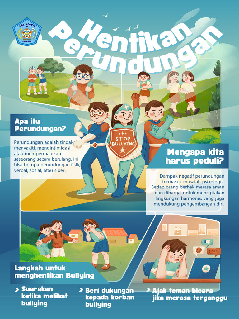Poster Stop Bullying Ilustratif Biru Dan Hijau Pdf