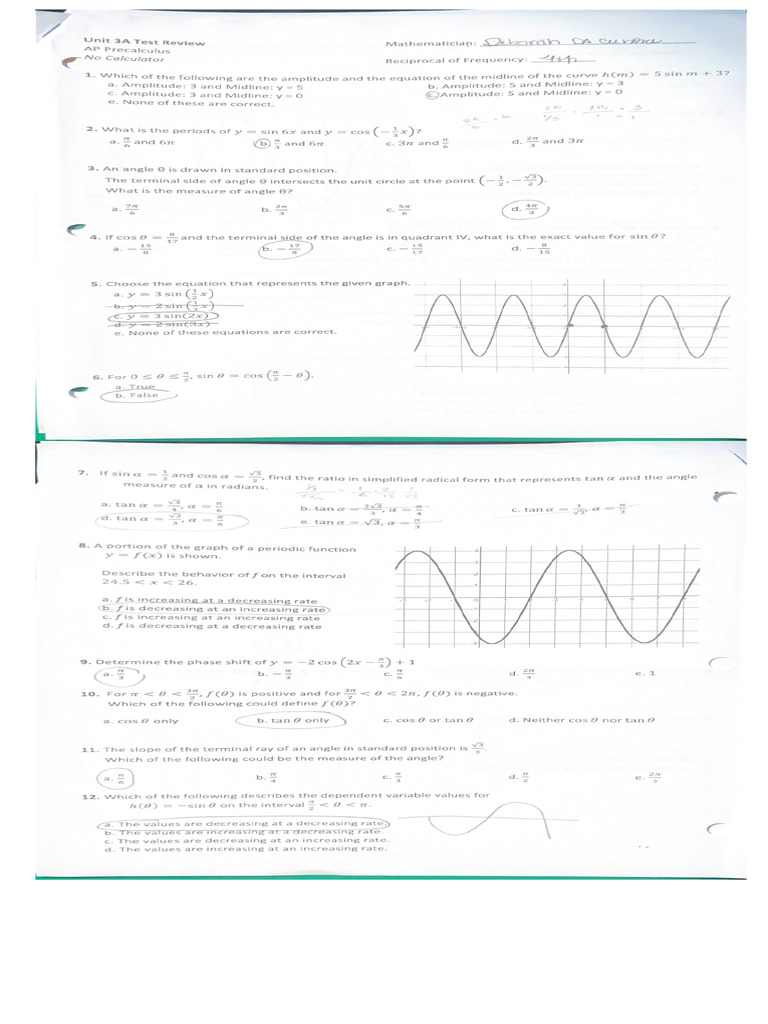 Unit 3A Test Review | PDF