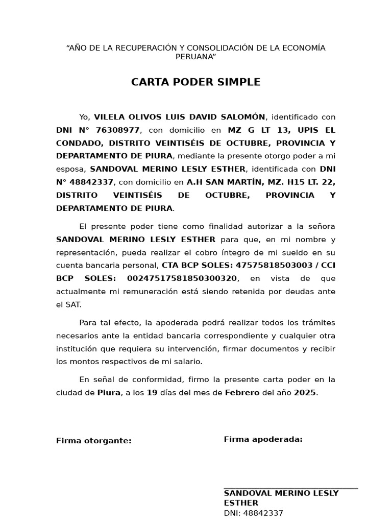 Carta Poder Simple | PDF