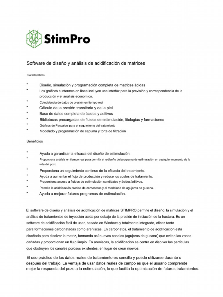Software STIMPRO para Acidificación | PDF | Software | Usuario ...