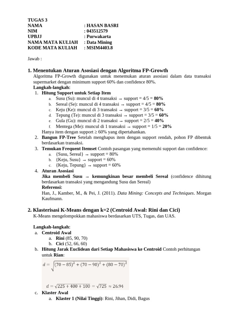 TUGAS 3 Data Mining | PDF