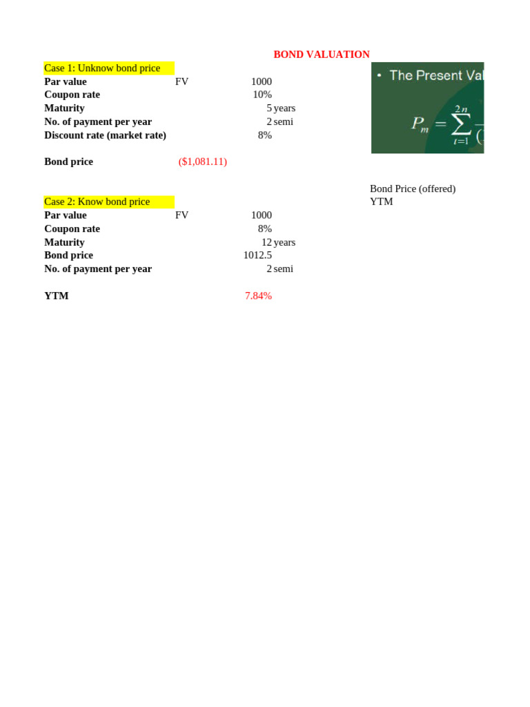 Bond Valuation Techniques and Case Studies | PDF