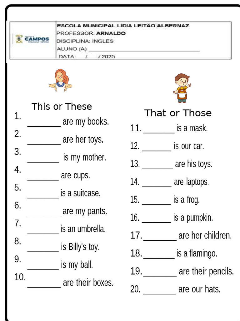 ThisThat TheseThose Complete The Answers Grammar Worksheet | PDF