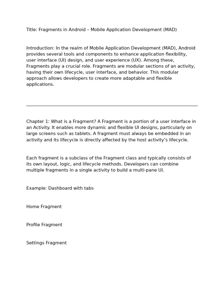 Understanding Android Fragments in MAD | PDF | Android (Operating ...