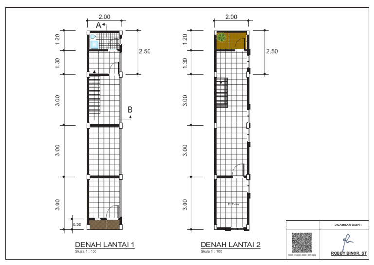 Denah Lantai 1 & 2 Skala 1:100 | PDF