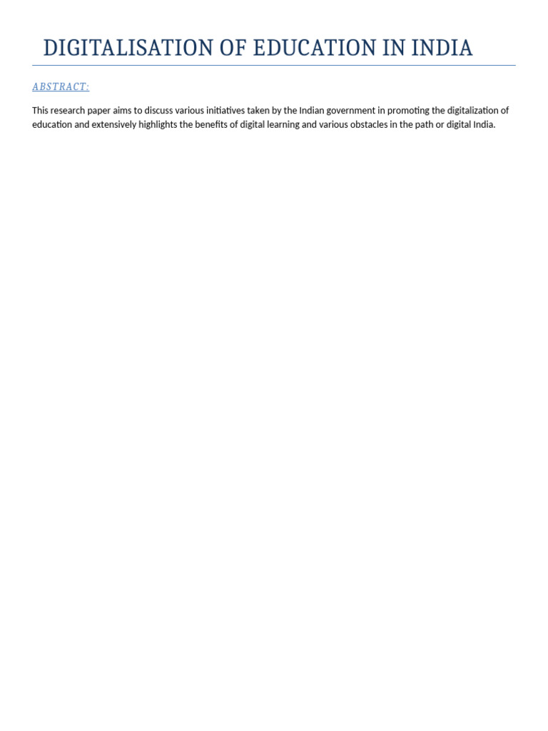 Digitalisation of Education in India | PDF