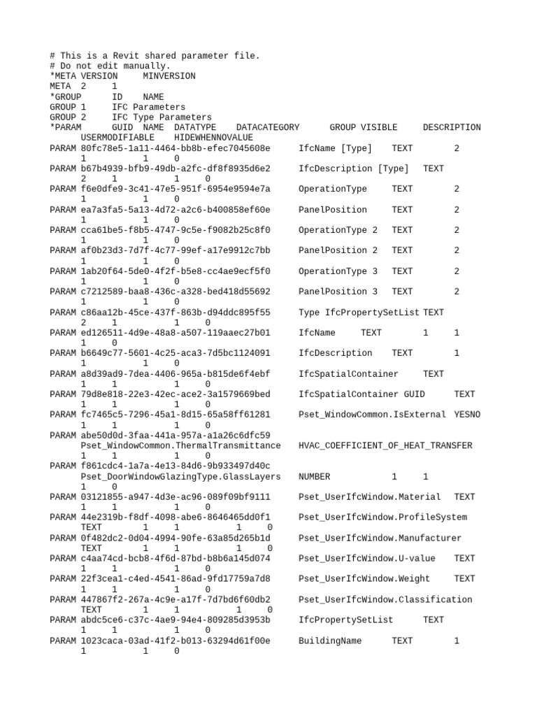 Revit Shared Parameter File Guide | PDF | Computing