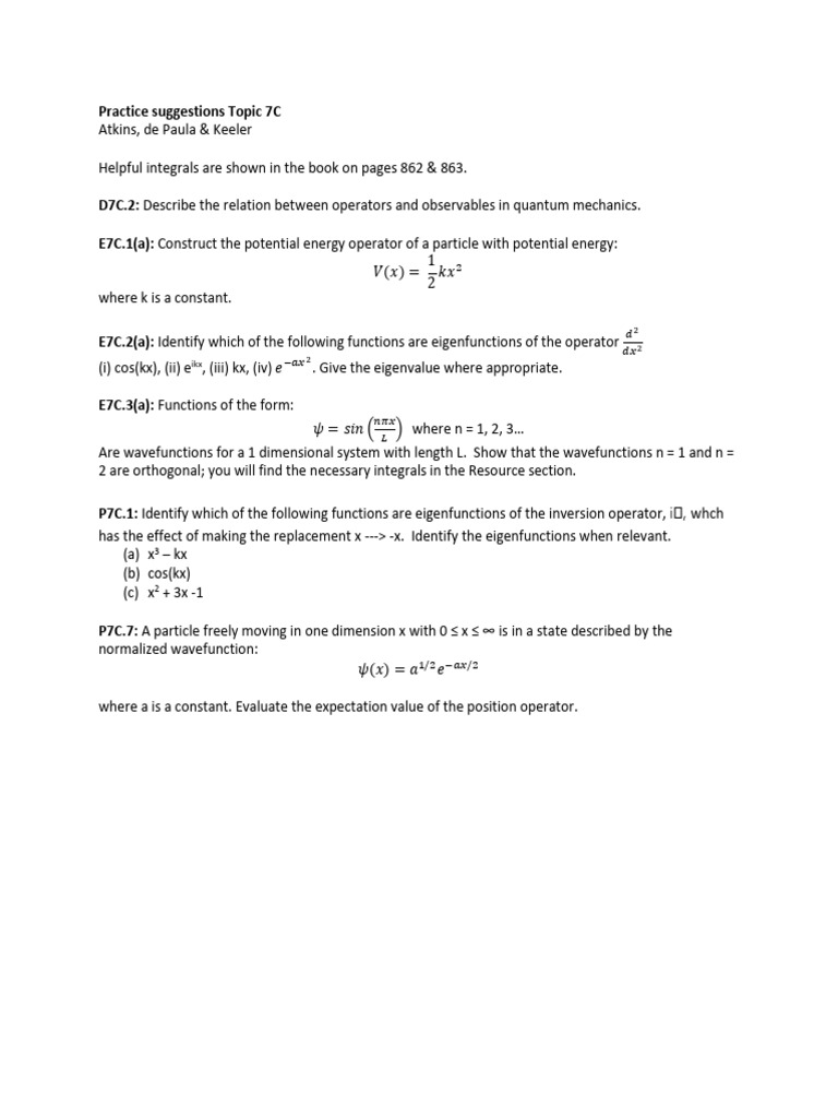 Practice Suggestions Topic 7C | PDF
