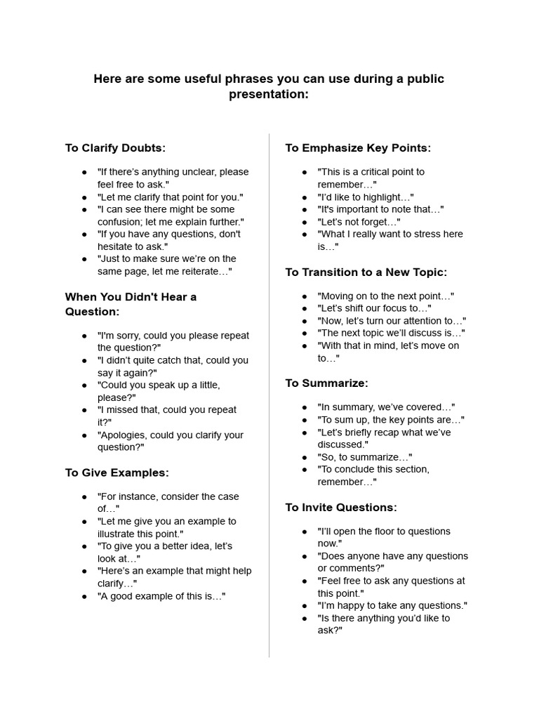 Essential Phrases for Presentations | PDF