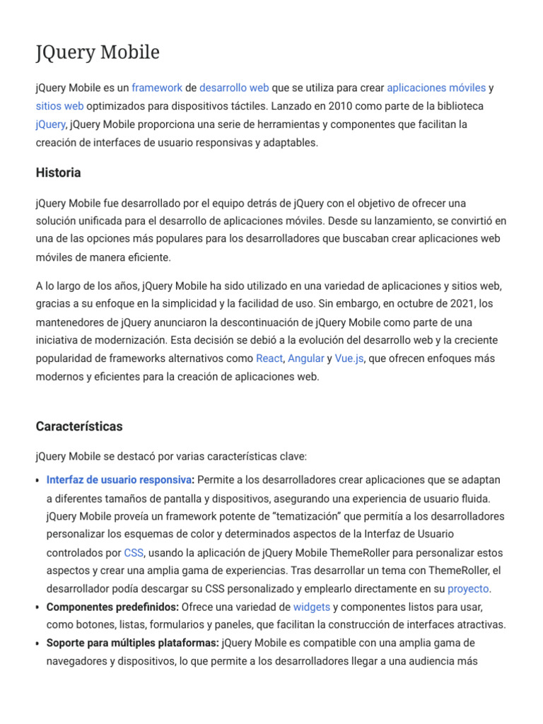jQuery Mobile: Framework Móvil Descontinuado | PDF | Informática ...