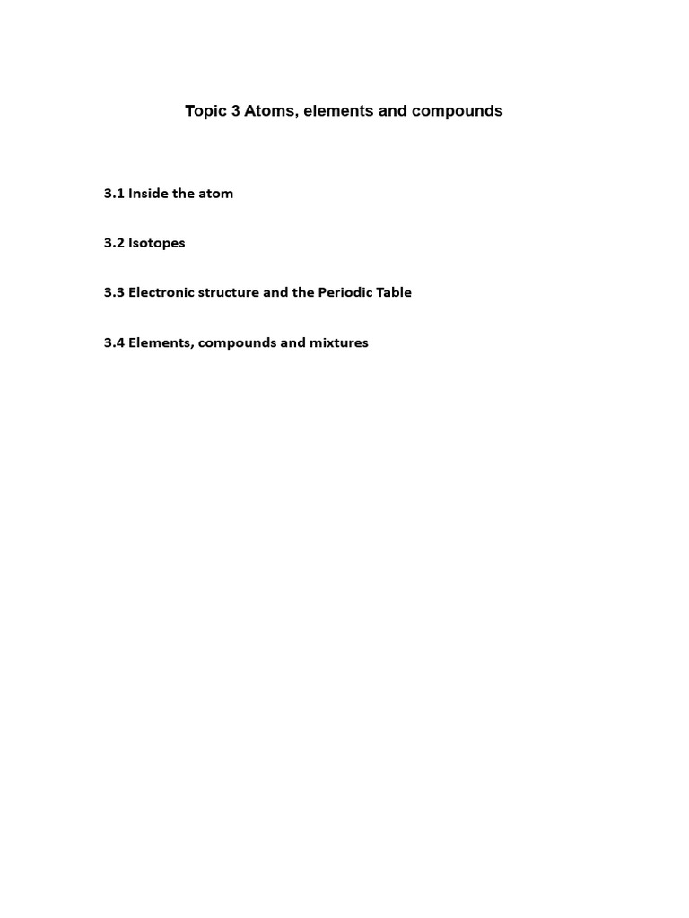 Atoms, Elements, and Compounds Guide | PDF