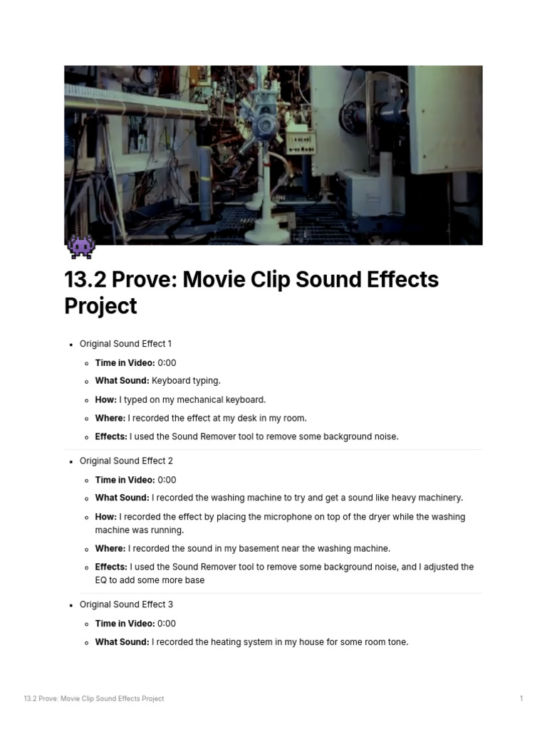 Movie Clip Sound Effects Project | PDF | Microphone | Sound Production
