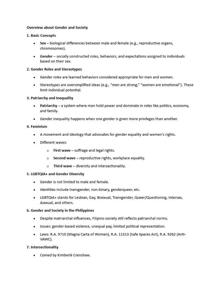 Overview About Gender and Society | PDF