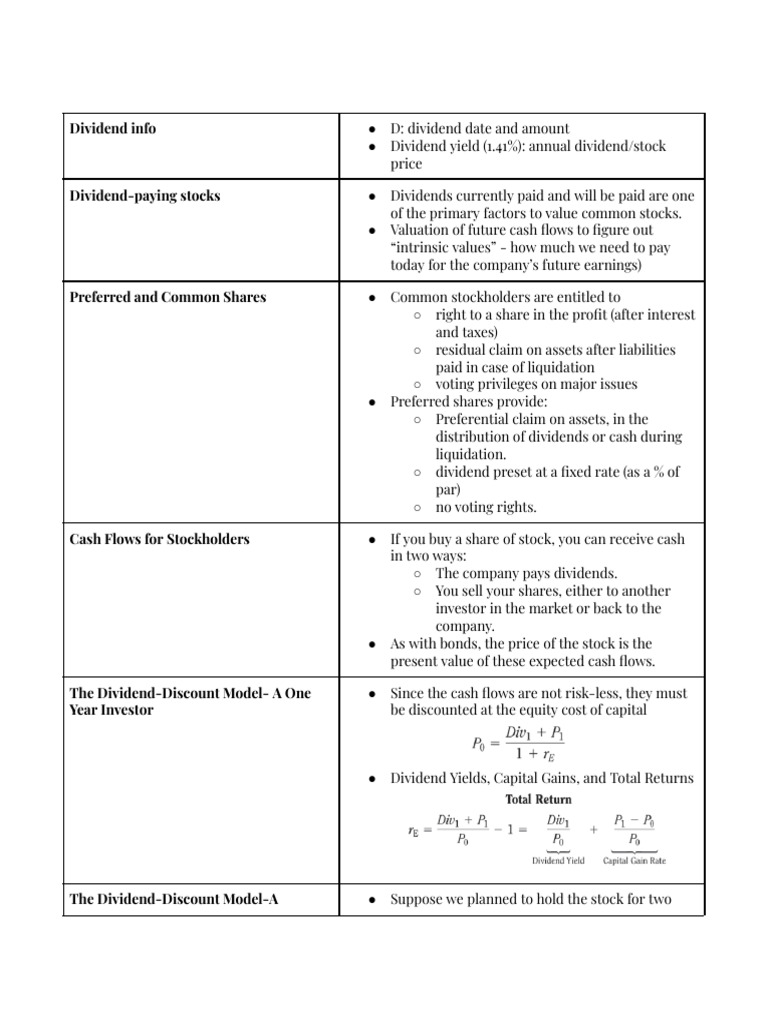 Module 7 (Part 1) Valuing Stock | PDF | Stocks | Dividend