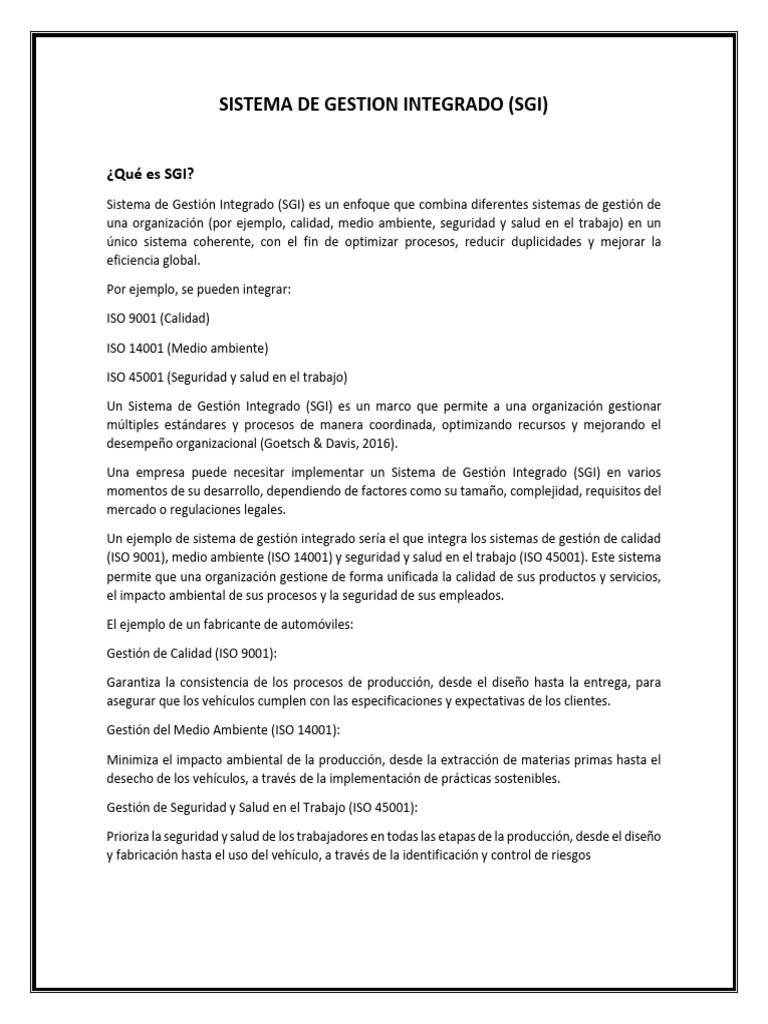 Sistema de Gestion Integrado | PDF | Calidad (comercial) | Business