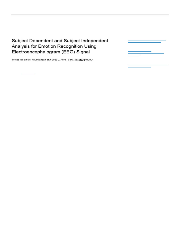 EEG-Based Emotion Recognition Analysis | PDF | Electroencephalography ...