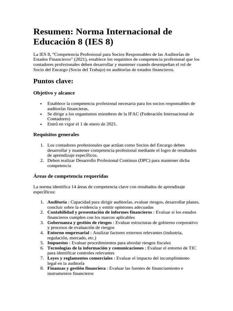 Competencias para Socios de Auditoría IES 8 | PDF | Auditoría | Contador