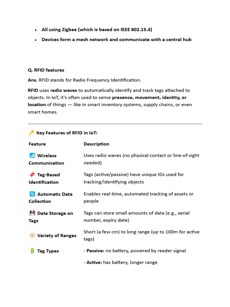 RFID in IoT: Features and Applications | PDF | Radio Frequency ...