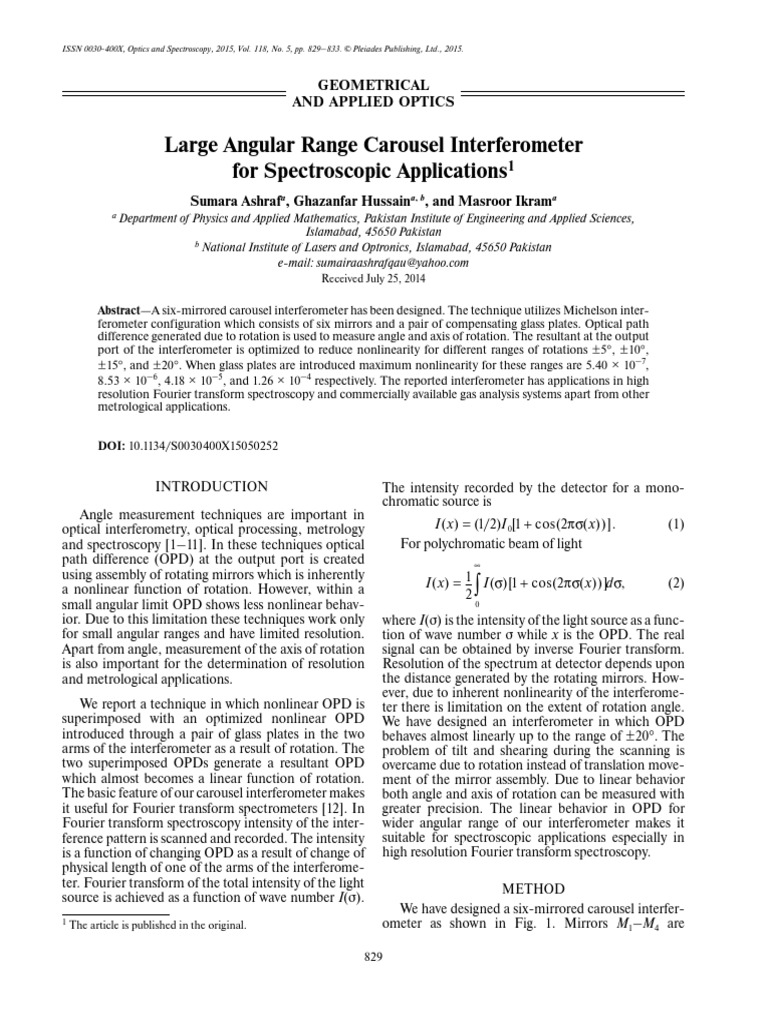 Large Angular Range Interferometer Design | PDF | Interferometry | Physics