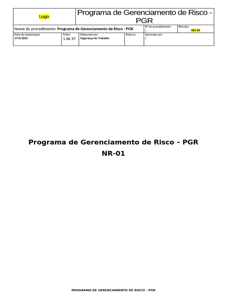 Programa de Gerenciamento de Risco - PGR | PDF | Risco | Segurança e ...