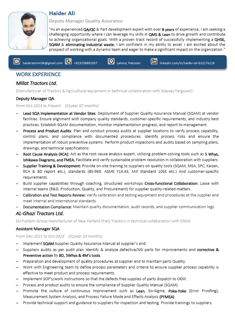 Quality Assurance Expert Profile | PDF | Quality Assurance | Audit