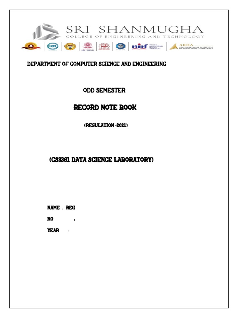 Data Science Lab Record Notebook | PDF | Mean Squared Error | Engineering