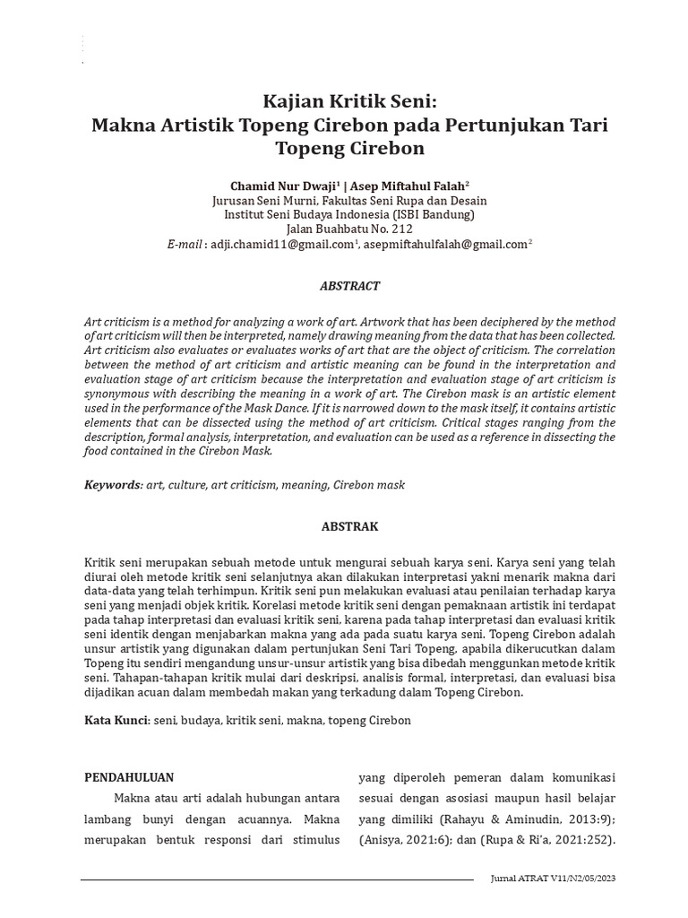Makna Artistik Topeng Cirebon | PDF