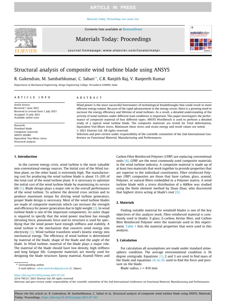 Composite Wind Turbine Blade Analysis | PDF | Deformation (Engineering ...