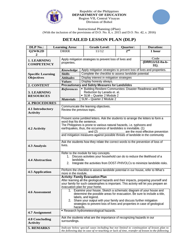 PLP DRRR Q2 WK2 Day2 | PDF | Risk | Learning