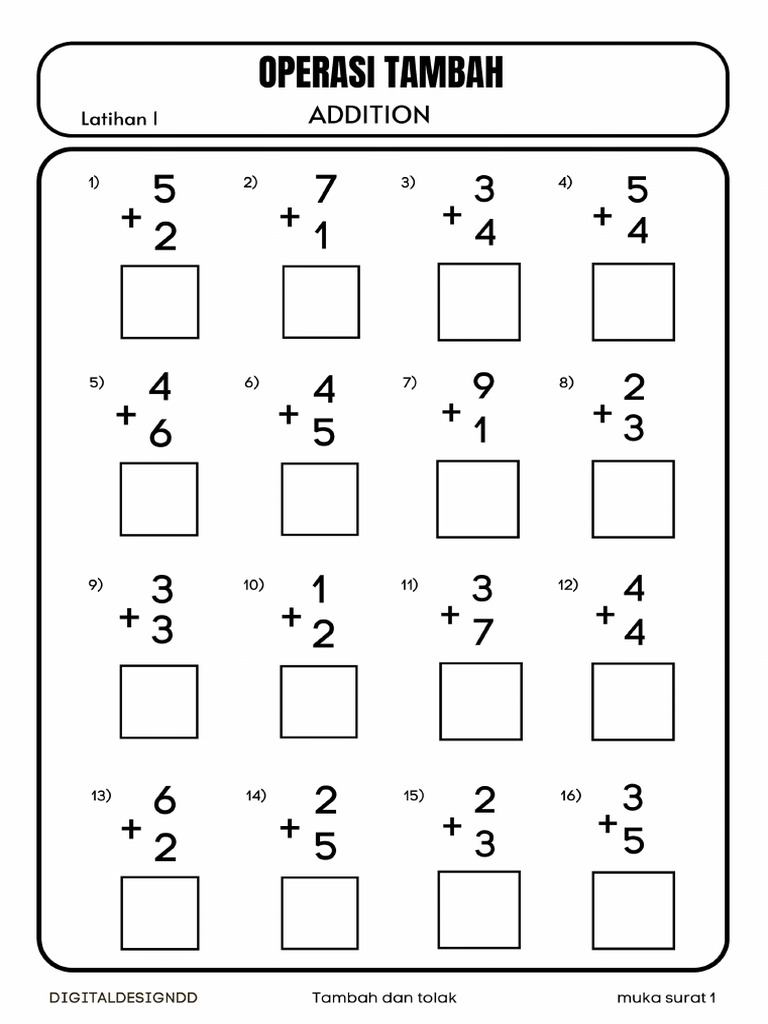 Latihan Matematik Tambah Dan Tolak Tahun 1 Pdf
