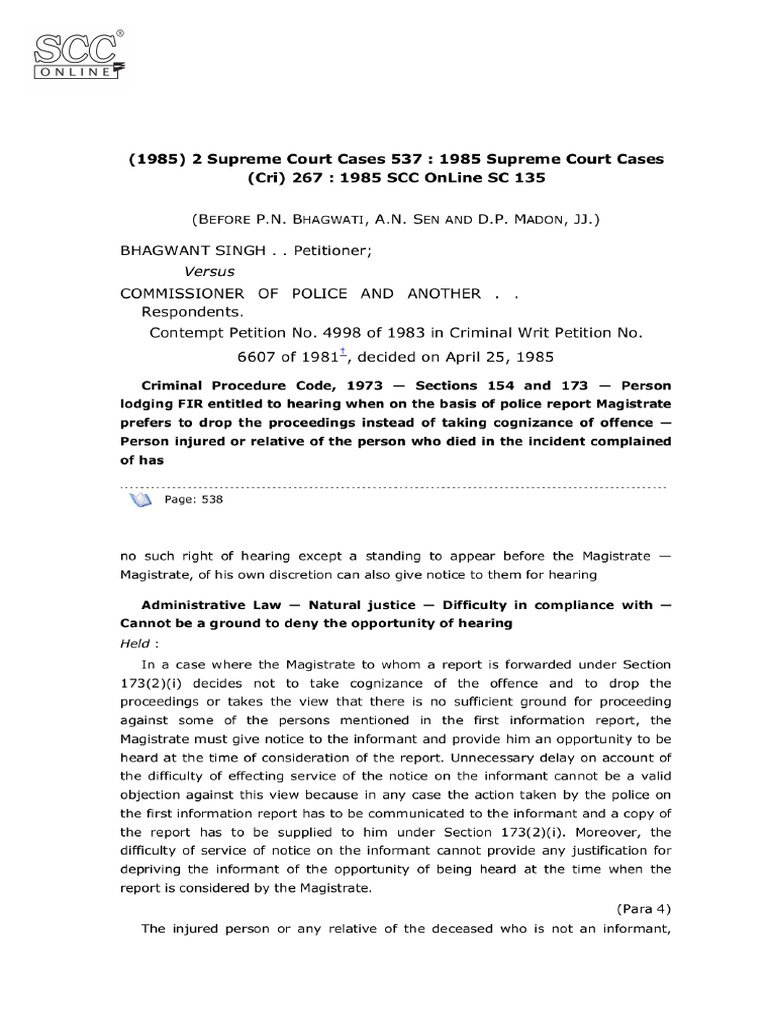 J 1985 2 SCC 537 1985 SCC Cri 267 1985 SCC OnLine SC DUPG0064850 ...