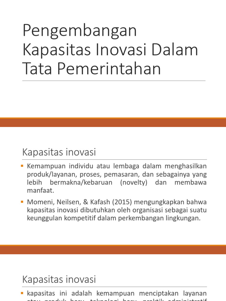 Kapasitas Inovasi dalam Tata Pemerintahan | PDF