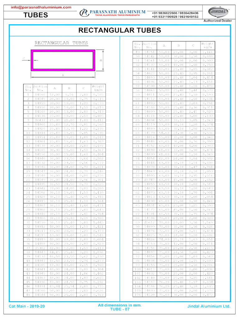 Aluminum Rectangular Tubes Pdf