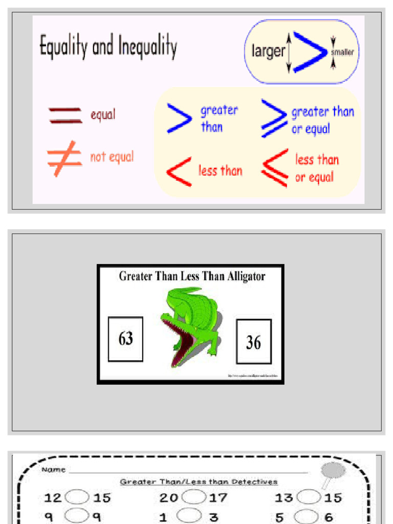 Equal Greater Than Less Than | PDF