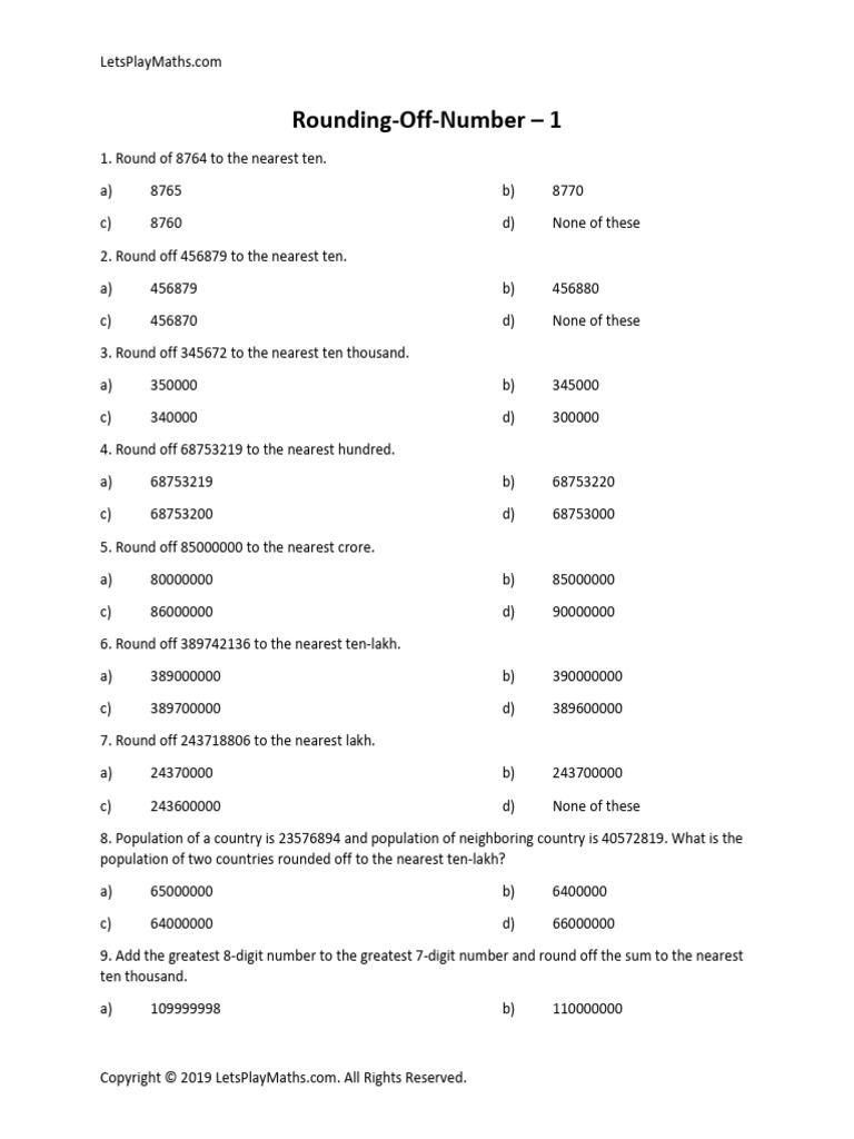 Grade 5 Rounding Off Worksheets | PDF | Arithmetic