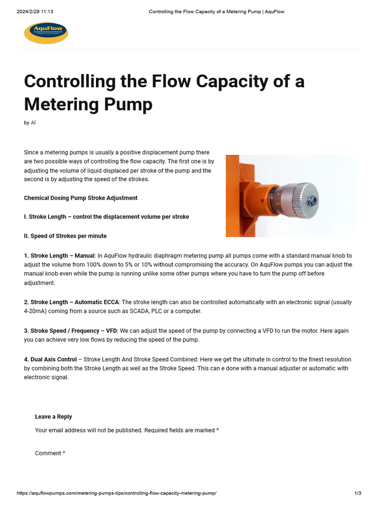 Metering Pump Flow Control Techniques | PDF