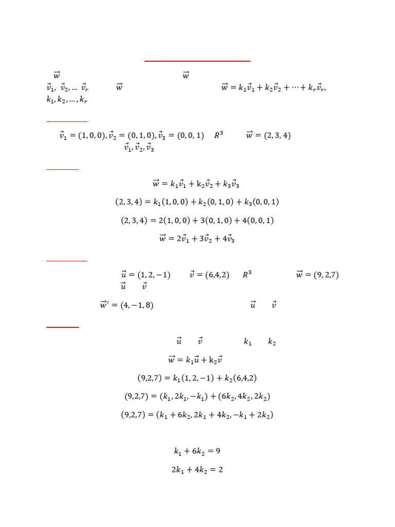 Understanding Linear Combinations in Vectors | PDF | Vector Space ...