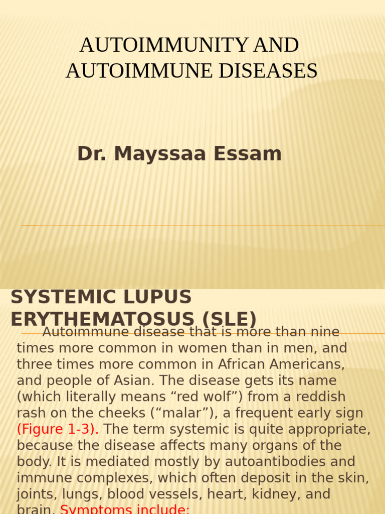 Autoimmunity and Autoimmune Diseases: Dr. Mayssaa Essam | PDF ...