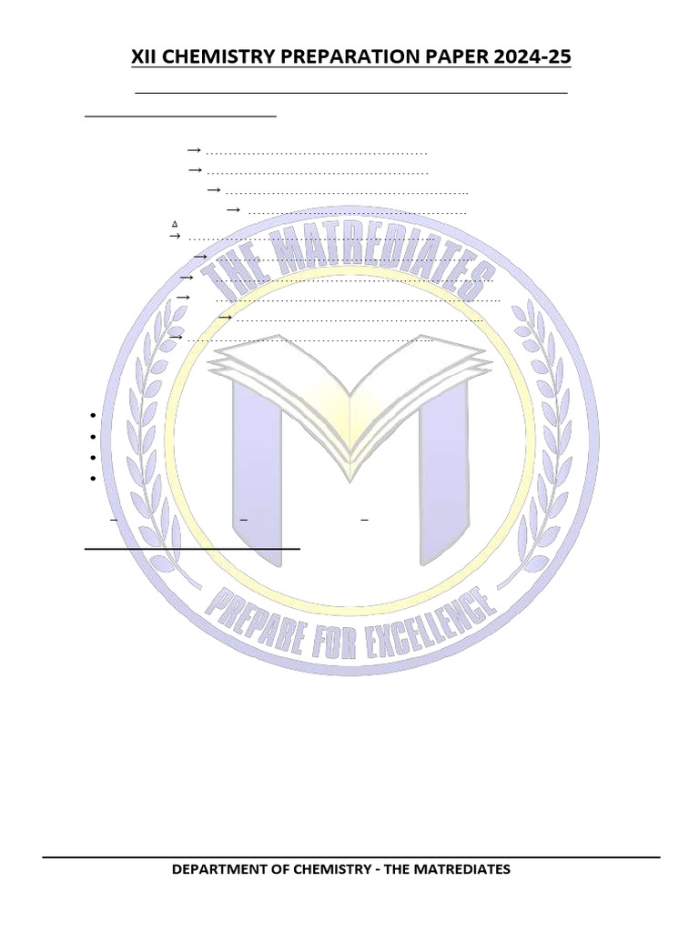 Chemistry Preparation Paper 2024-25 | PDF | Aldehyde | Carboxylic Acid