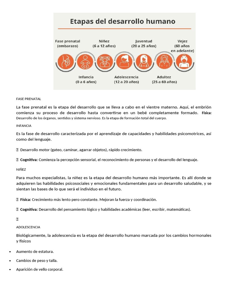 Etapas del Desarrollo Humano | PDF | Adultos | Vejez