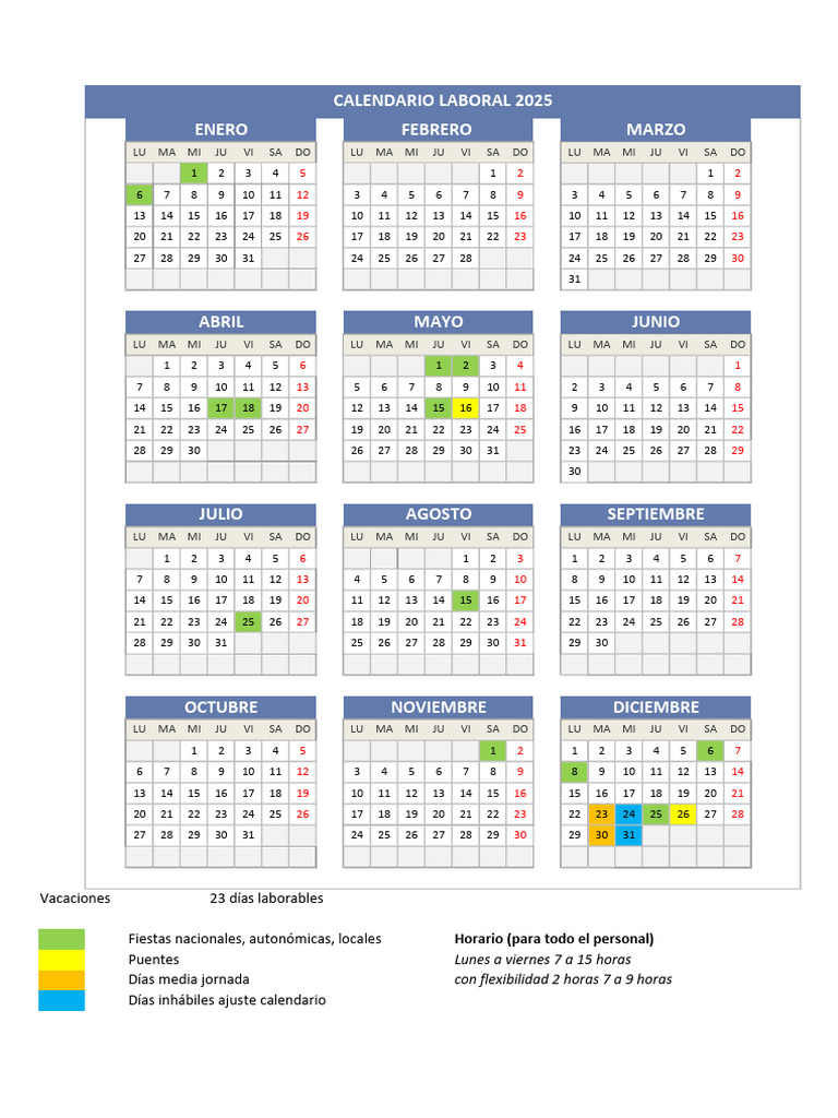 Calendario Laboral 2025 UPM | PDF