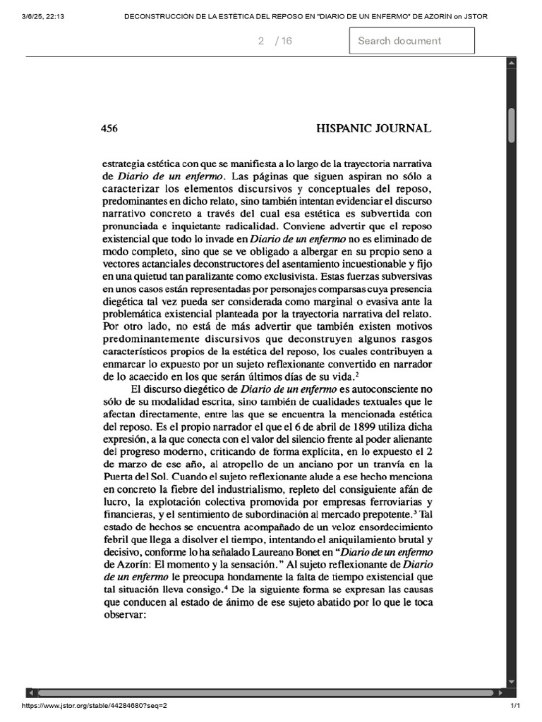 Estética del Reposo en Azorín | PDF