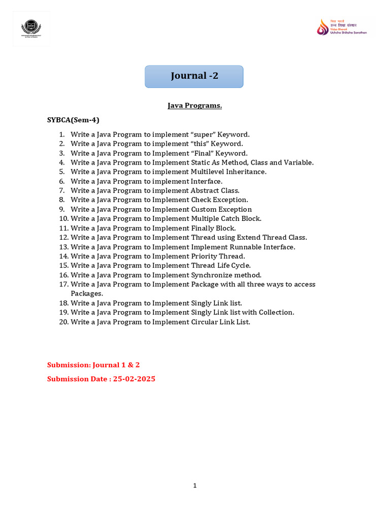 Java Program Jounrnal-2 | PDF