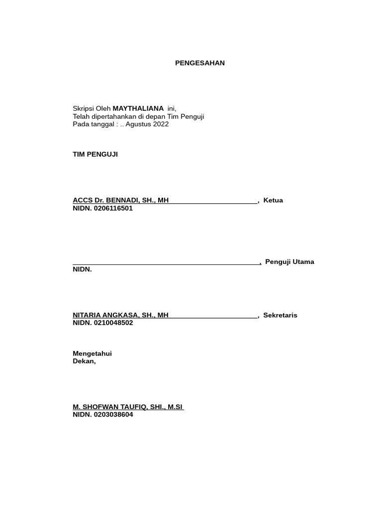 PENGESAHAN | PDF