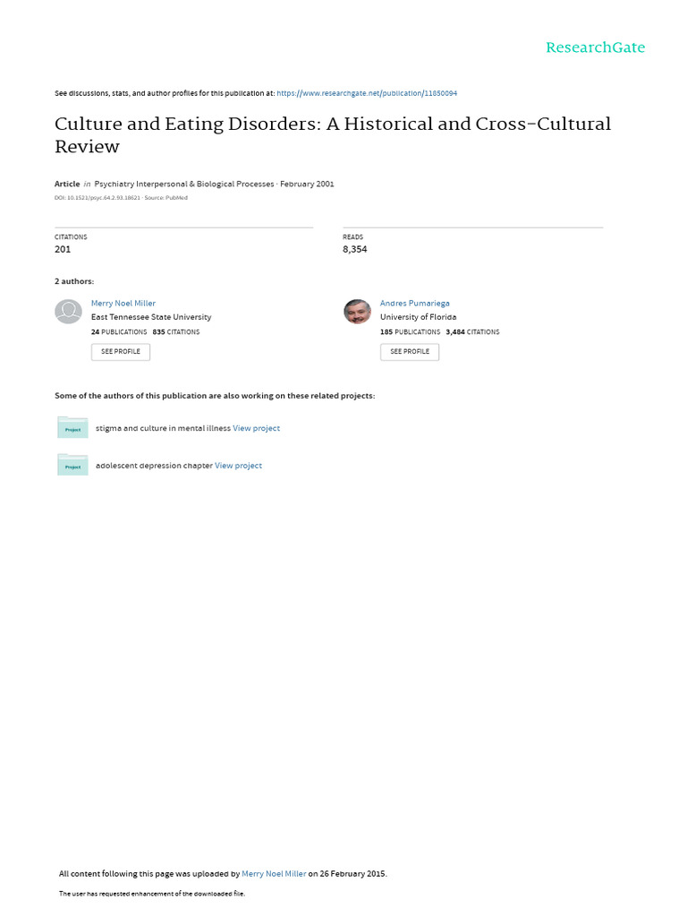Culture's Impact on Eating Disorders | PDF | Bulimia Nervosa | Eating ...