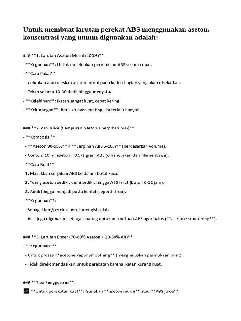 Cara Membuat Larutan Perekat ABS | PDF