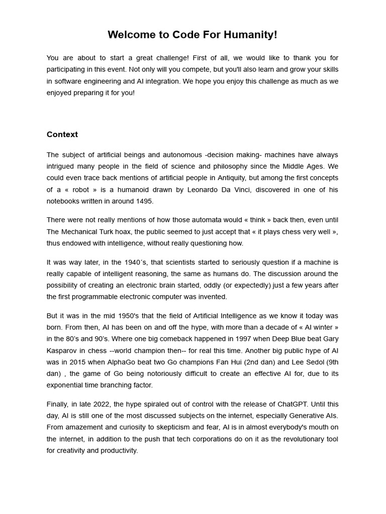 Welcome To Code For Humanity 1 | PDF | Artificial Intelligence ...